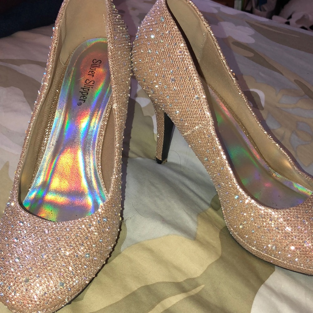 Silver Slippers High Heels